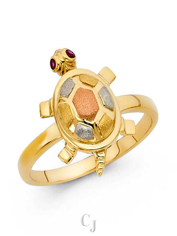 14K 3C Fancy Turtle Ring