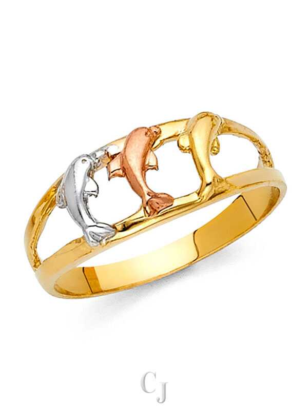 14K 3C Fancy Dolphin Ring