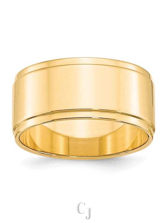 14k Yellow Gold 10mm Flat with Step Edge Wedding Band