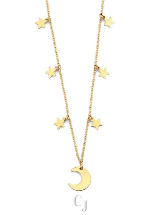 14KY Moon and Stars Necklace