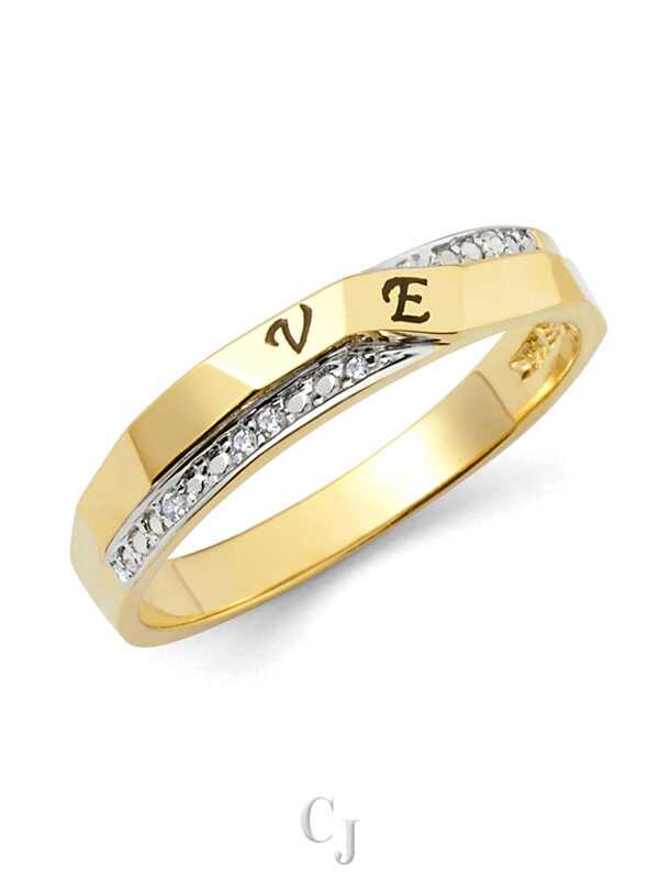 14K 2T CZ Ladies Wedding Band