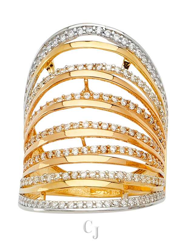 14K 3C Fancy CZ Ring