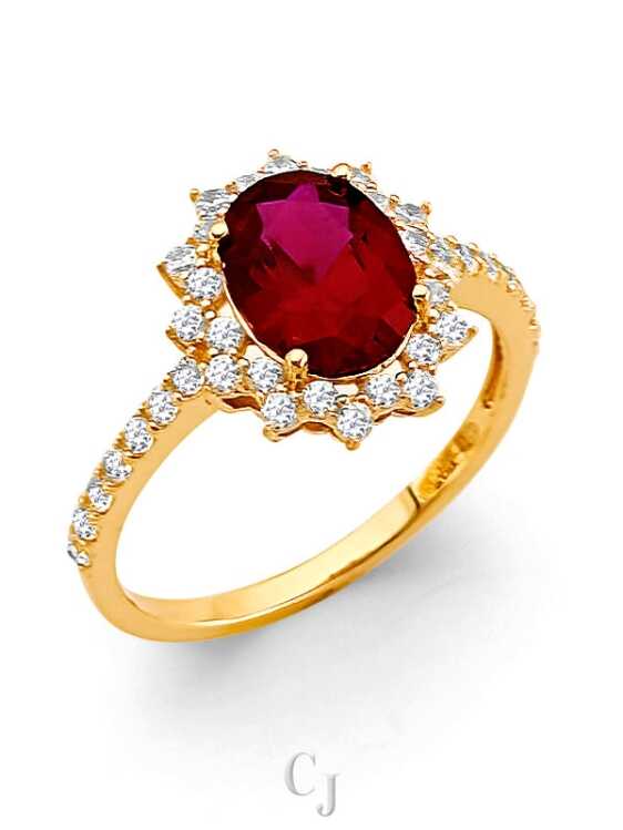 14KY Fancy Red CZ Ring