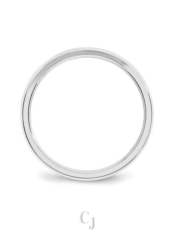 14k White Gold 3mm Beveled Edge Comfort Fit Wedding Band - Image 2