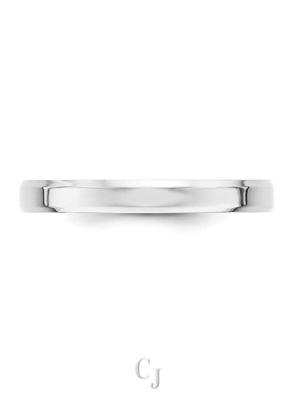 14k White Gold 3mm Beveled Edge Comfort Fit Wedding Band - Image 3