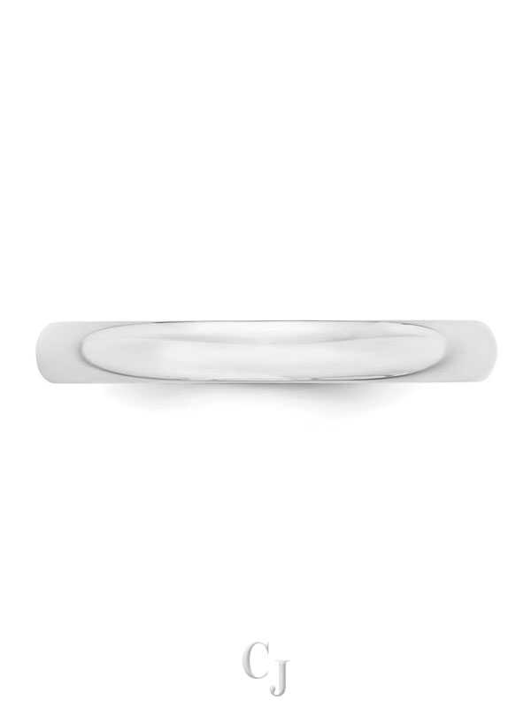 14k White Gold 3mm Lightweight Half Round Wedding Band - Image 2