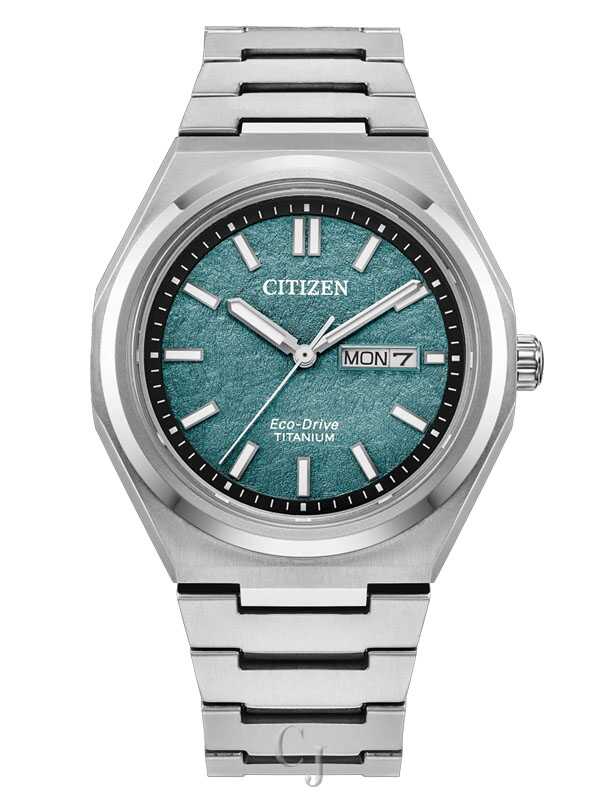 Citizen Zenshin Three-Hand Green Dial Super Titanium Eco-Drive