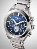 Citizen Zenshin Senkei Blue Dial Eco-Drive Chronograph Super Titanium Men’s Watch CA4691-59L - Image 5