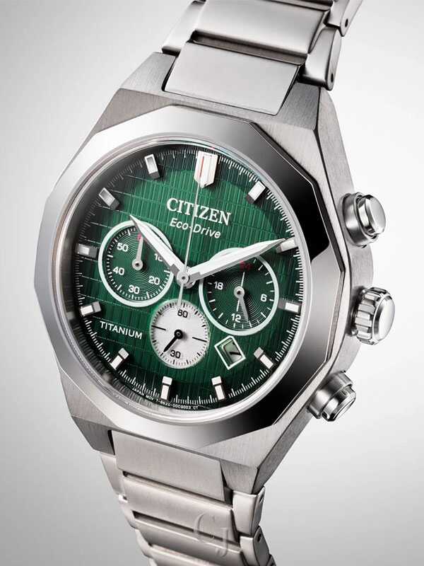 クサノ Citizen Zenshin Senkei Green Dial Eco-Drive Chronograph Stainless