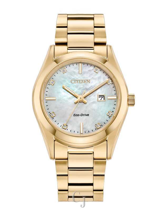 Citizen Sport Luxury White Mother-of-Pearl Dial Diamond Accent Eco