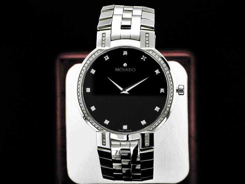 MOVADO FACETO MEN'S DIAMOND WATCH 0605585 - Image 7