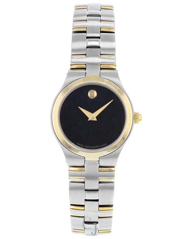 MOVADO JURO LADIES BLACK DIAL TWO-TONE WATCH 0605031