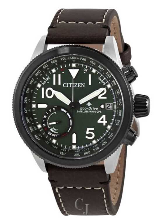 CITIZEN SATELLITE WAVE GPS GREEN DIAL WATCH CC3064-01X