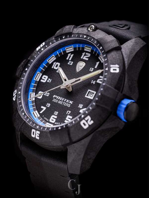 PROTEK DIVE SERIES 1003 BLACK DIAL W/ BLUE ACCENTS WATCH PT1003 - Image 3