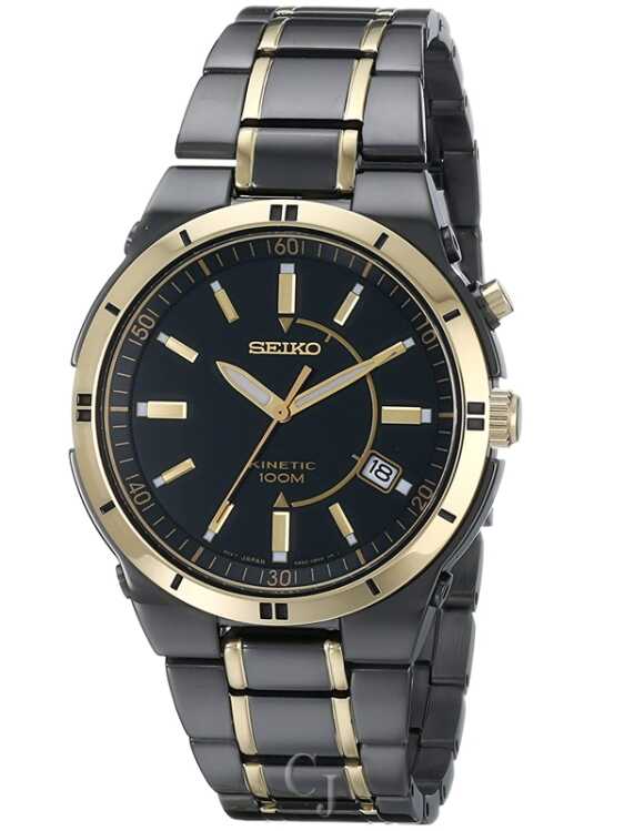 SEIKO KINETIC STAINLESS STEEL BLACK DIAL SKA366