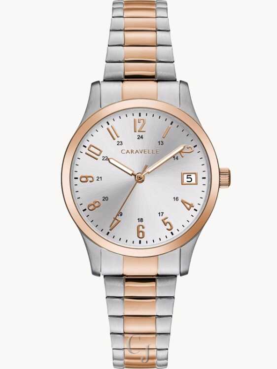 CARAVELLE BY BULOVA TRADITIONAL SILVER DIAL WOMEN’S WATCH 45L183