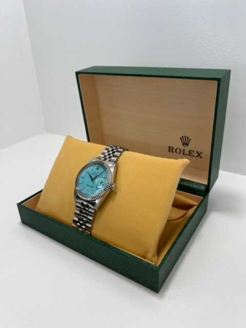 ROLEX DATEJUST 36MM TURQUOISE DIAL JUBILEE STAINLESS STEEL BAND 1601 - Image 11