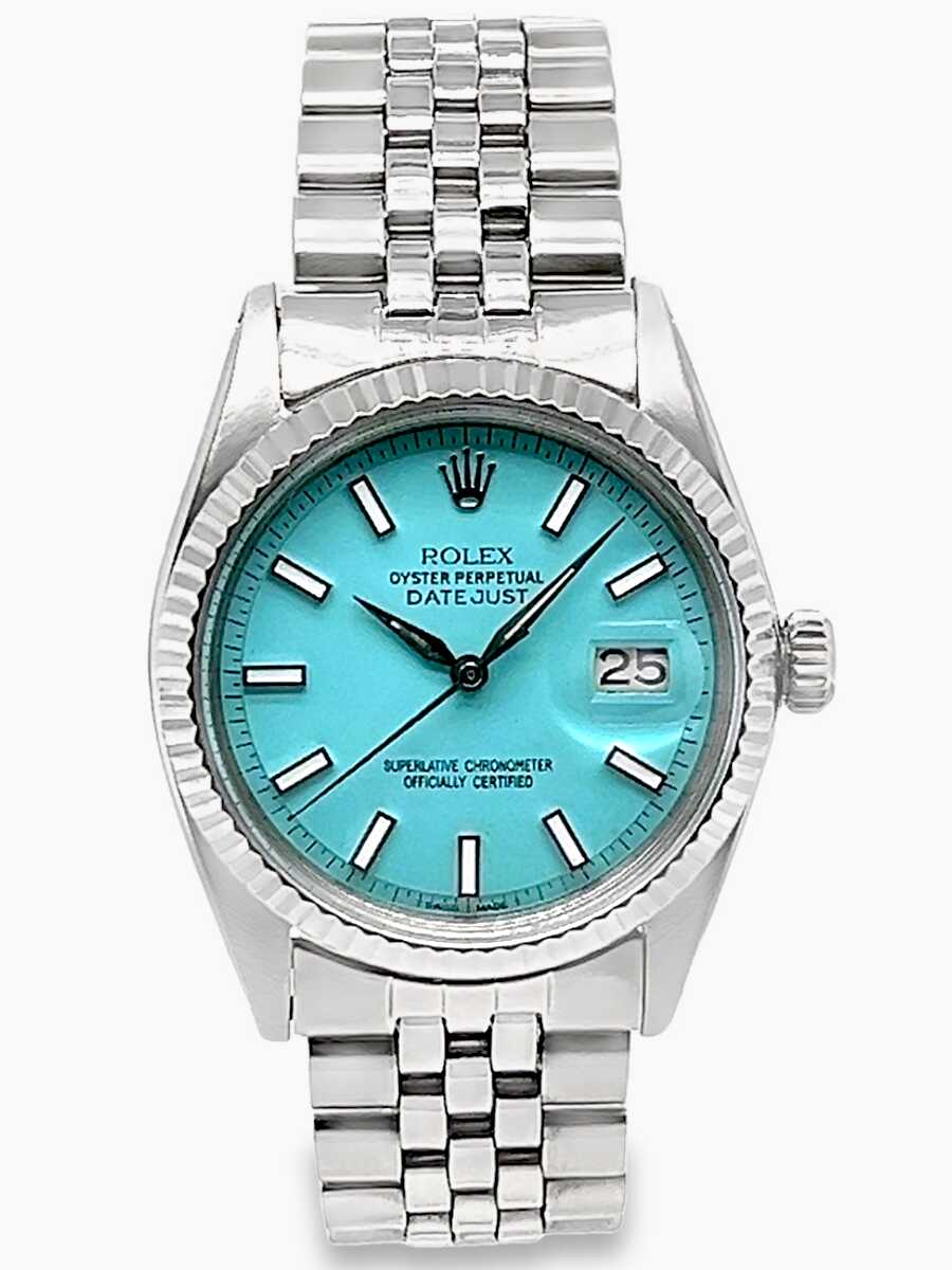 ROLEX DATEJUST 36MM TURQUOISE DIAL JUBILEE STAINLESS STEEL BAND 1601