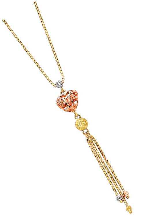 14k Gold Tri-Color Light Hanging Necklace