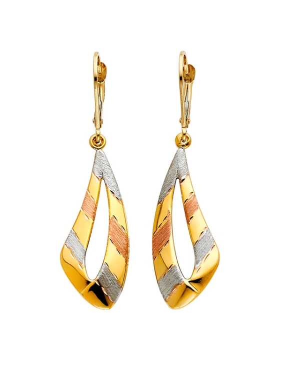 14K 3C Fancy Hollow Earrings with Lever Back