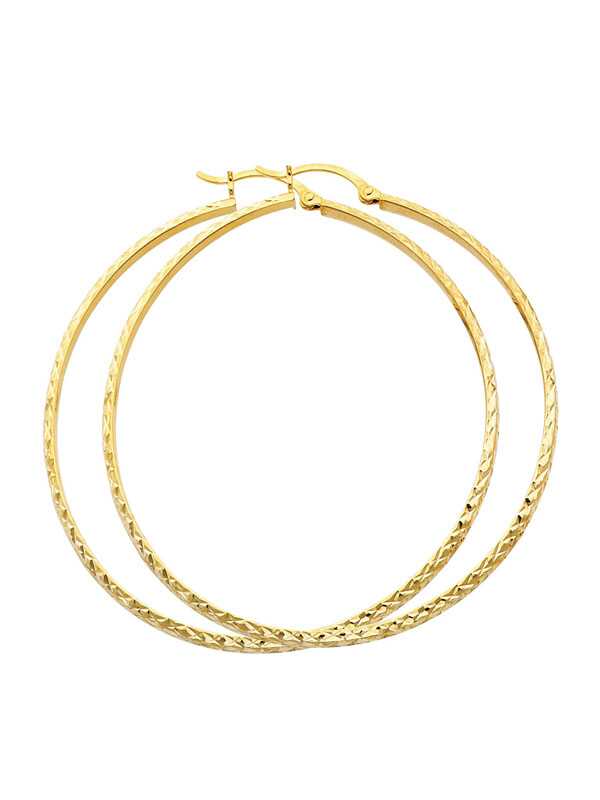 14KY DC 2.8mm Hollow Round Tube Hoop Earrings (55mm)