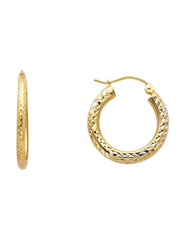 14KY DC 3.0mm Round Hoop Earrings (20mm)