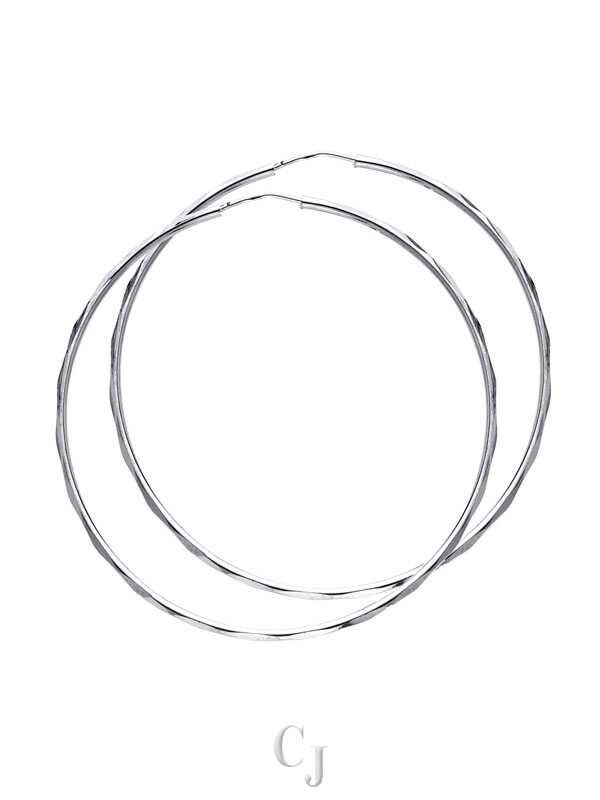 14KW 1.5mm Faceted Round Tube Hoop Earrings (45mm)