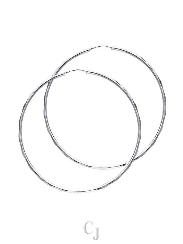 14KW 1.5mm Faceted Round Tube Hoop Earrings (35mm)