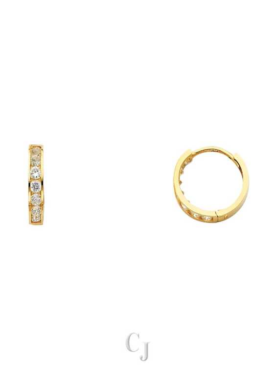 14KY CZ Huggies Earrings