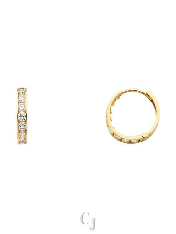 14KY CZ Huggies Earrings