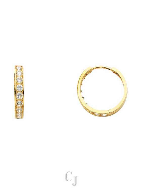 14KY CZ Huggies Earrings