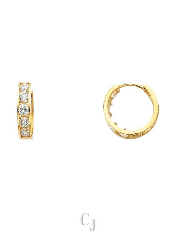14KY CZ Huggies Earrings