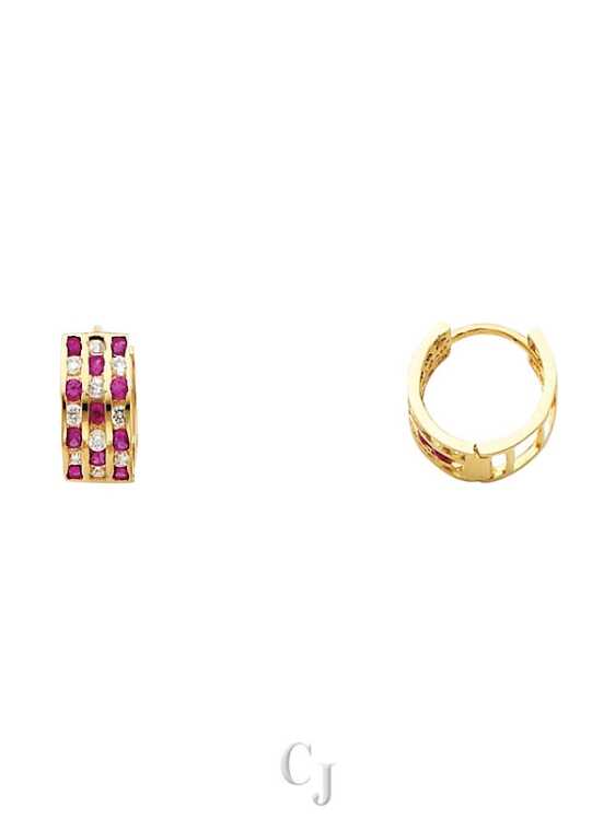 14KY Triple CZ Huggies Earrings