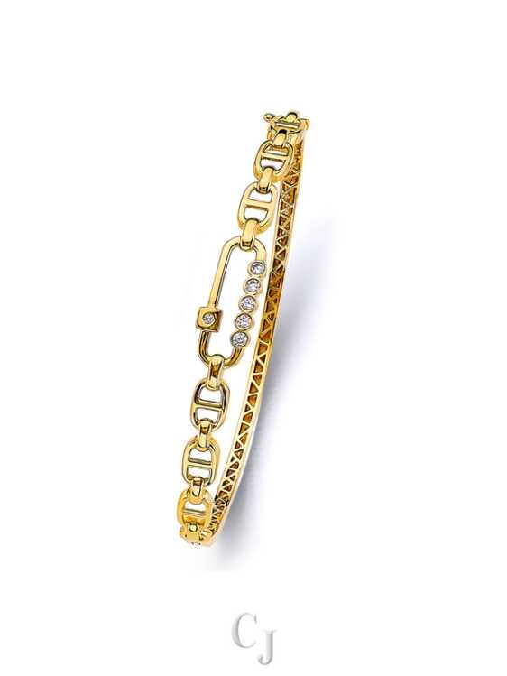 14KY CZ Oval Bangle