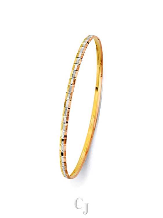 14K 3C 3.0mm Concave Half Dome Solid Bangle