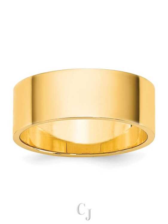 14k Yellow Gold 7mm Lightweight Flat Wedding Band