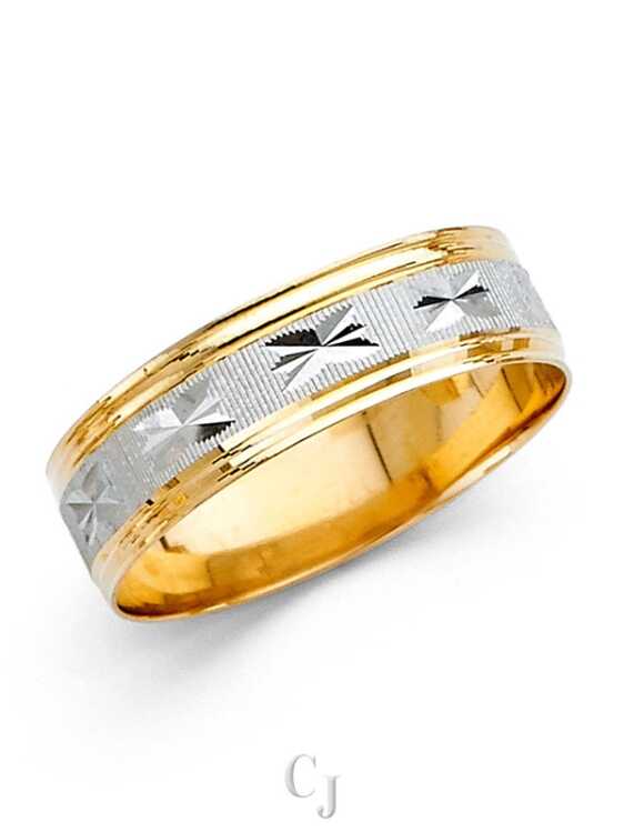 14K 2T 6mm DC Wedding Band