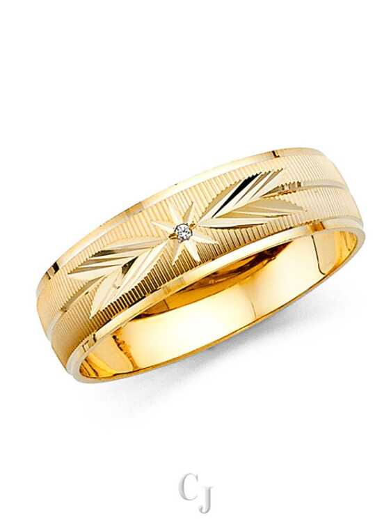 14K 2T Men's CZ Wedding Band