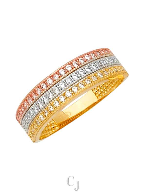 14K 3C Fancy CZ Ring