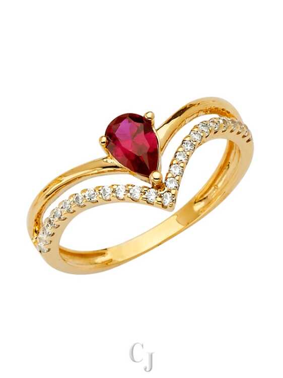 14KY 2Lines Fancy CZ Ring
