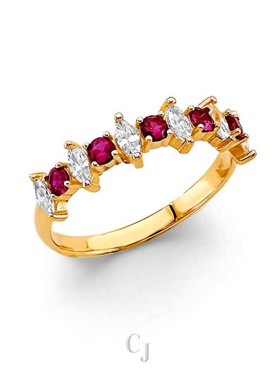 14KY Fancy Red CZ Ring