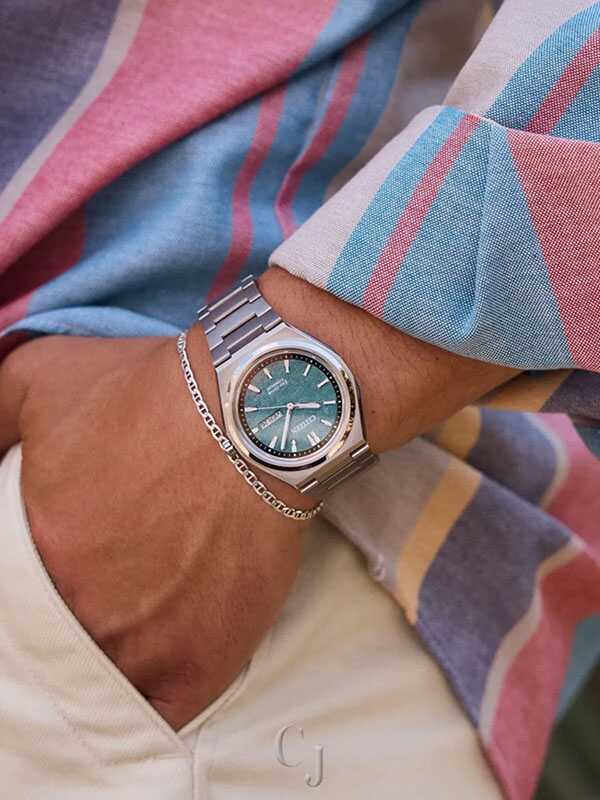 CITIZEN ZENSHIN THREE-HAND GREEN DIAL MEN'S WATCH AW0130-85X