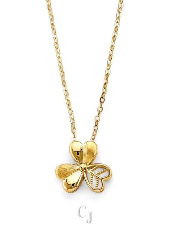 14KY 3 Leaves Clover Necklace