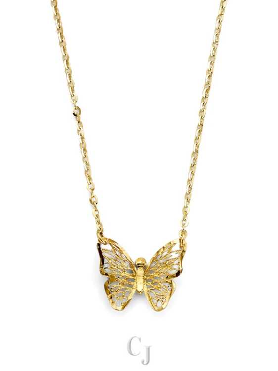 14KY Meshed Butterfly Necklace