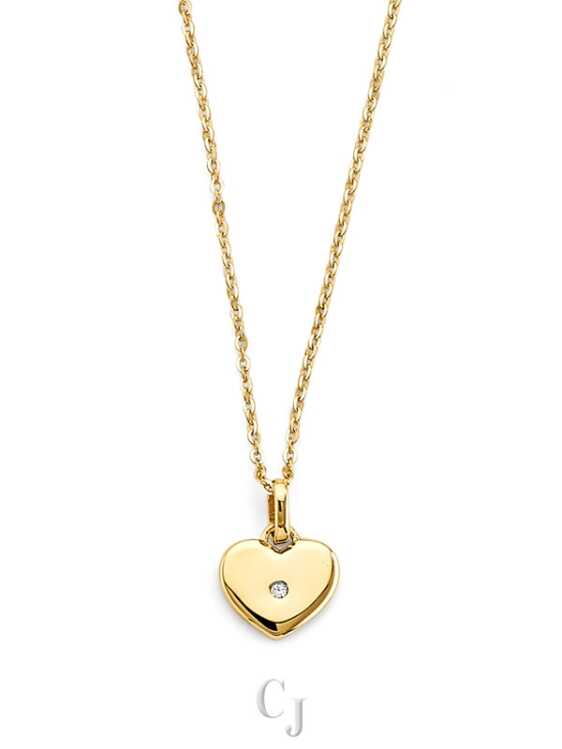 14KY CZ Heart Charm Necklace