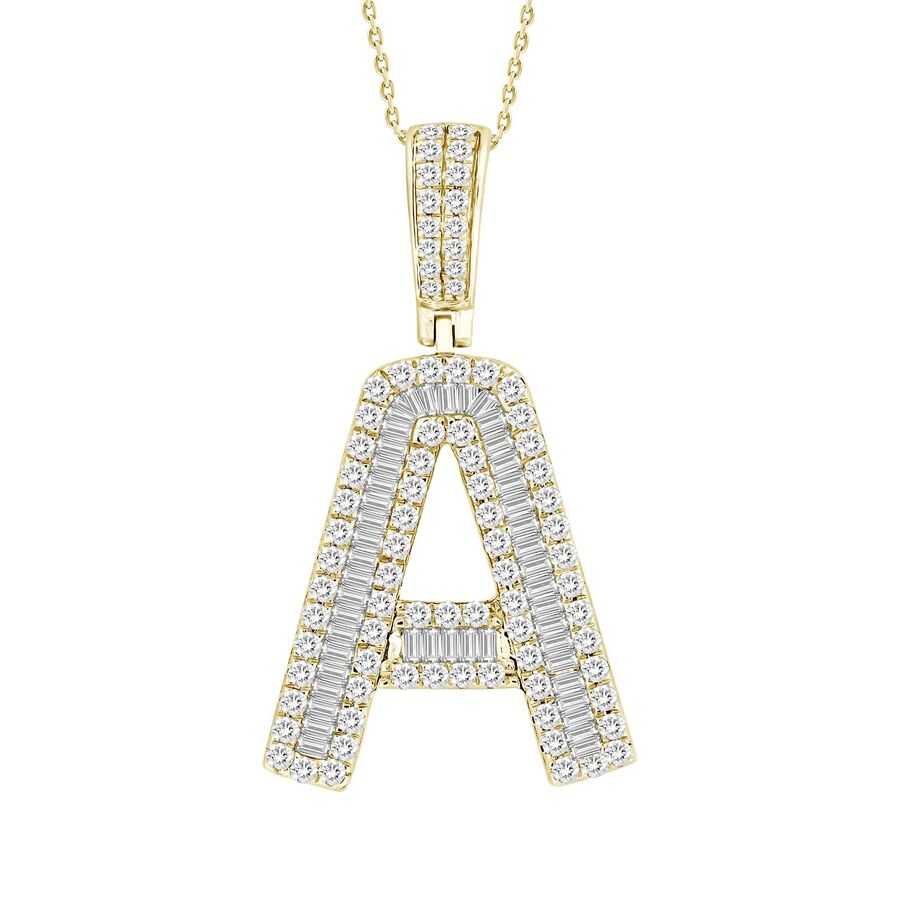 MEN'S CHARM 1.50CT ROUND/BAGUETTE DIAMOND 10K YELLOW GOLD