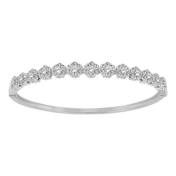 LADIES BANGLE 2.50CT ROUND DIAMOND 14K WHITE GOLD (SI QUALITY)