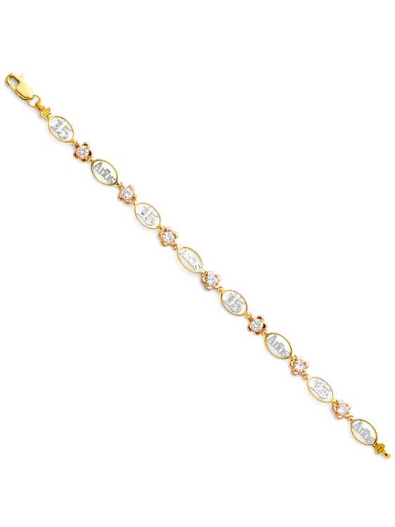 14k Tri-Color 15 Years ID Bracelet