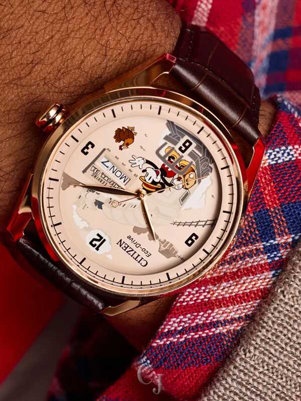 CITIZEN DISNEY HOMETOWN MICKEY MOUSE BEIGE DIAL MEN'S WATCH AW0088